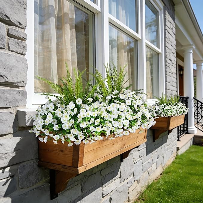 Artificial Flowers for Outdoors Faux Plants Outside Indoor,UV Resistant Silk Fake Morning Glory T... | Amazon (US)