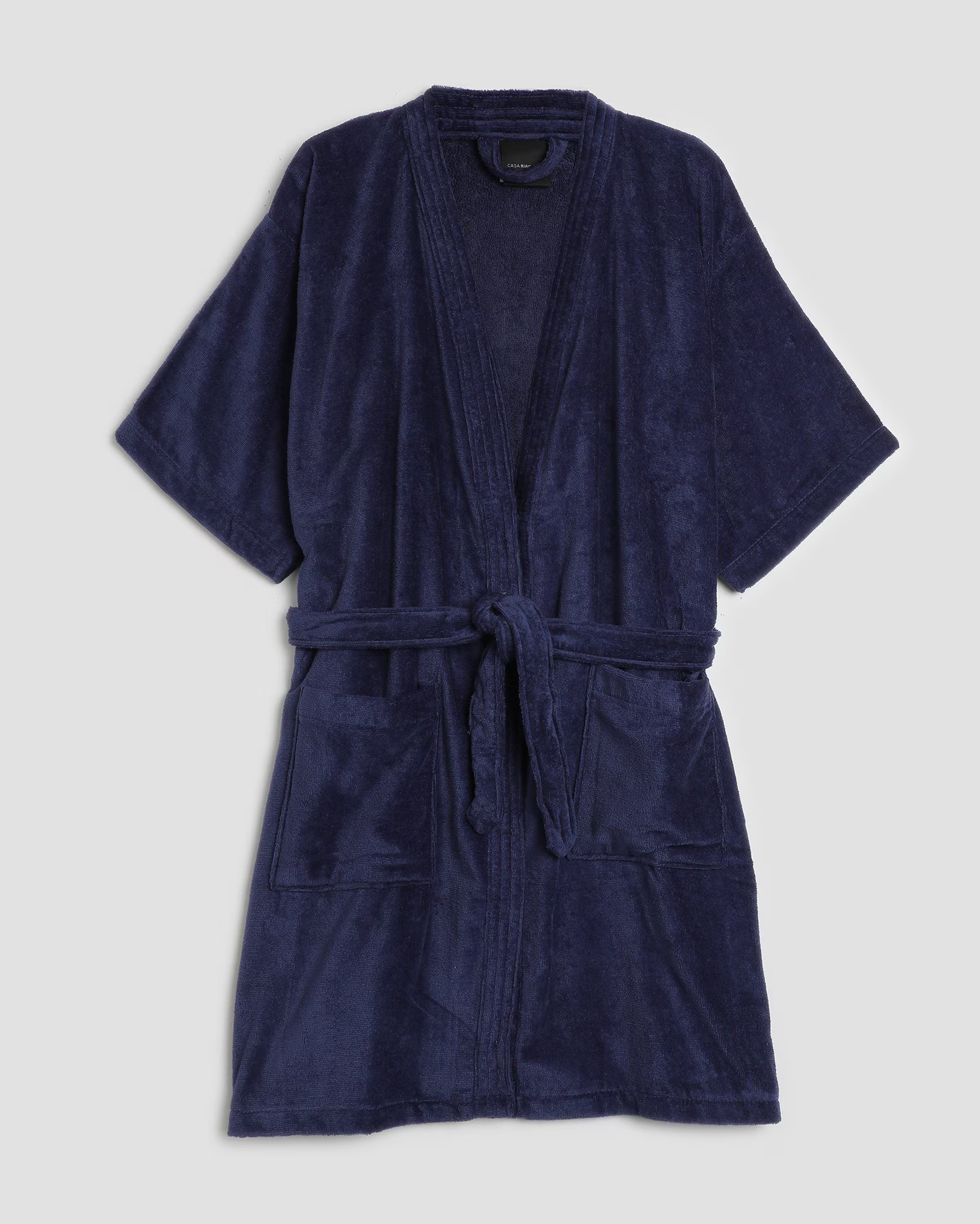 Roupão de banho Veluor com faixa azul | Casa Riachuelo | Riachuelo (BR)