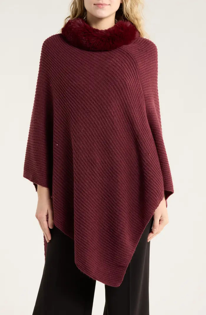 Vince Camuto Faux Fur Trim Poncho | Nordstromrack | Nordstrom Rack