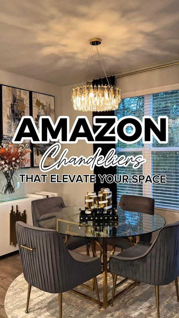 Amazon Chandeliers | Dining Room Lighting Ideas
Lighting can completely transform a space, and a statement chandelier instantly elevates the look of a room. These Amazon chandelier finds bring a modern glam touch with warm lighting, crystal details, and gold accents that make the space feel more polished and designer-inspired.
Statement lighting like this works beautifully in dining rooms, entryways, bedrooms, or even over a kitchen island to create a focal point in the room.
Shop the Amazon chandelier lighting from this space below.
Let’s decorate. ✨ 

 #LTKSeasonal #LTKHome #LTKSaleAlert