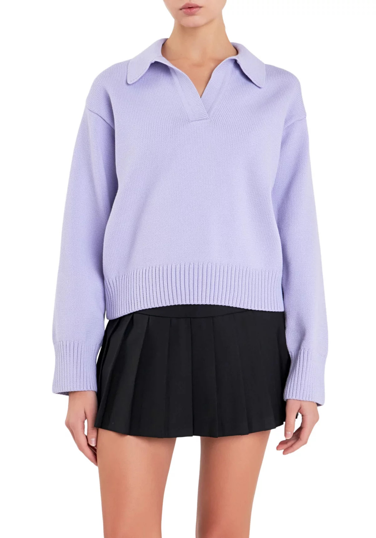 V-neckline with Collar Sweater | Belk