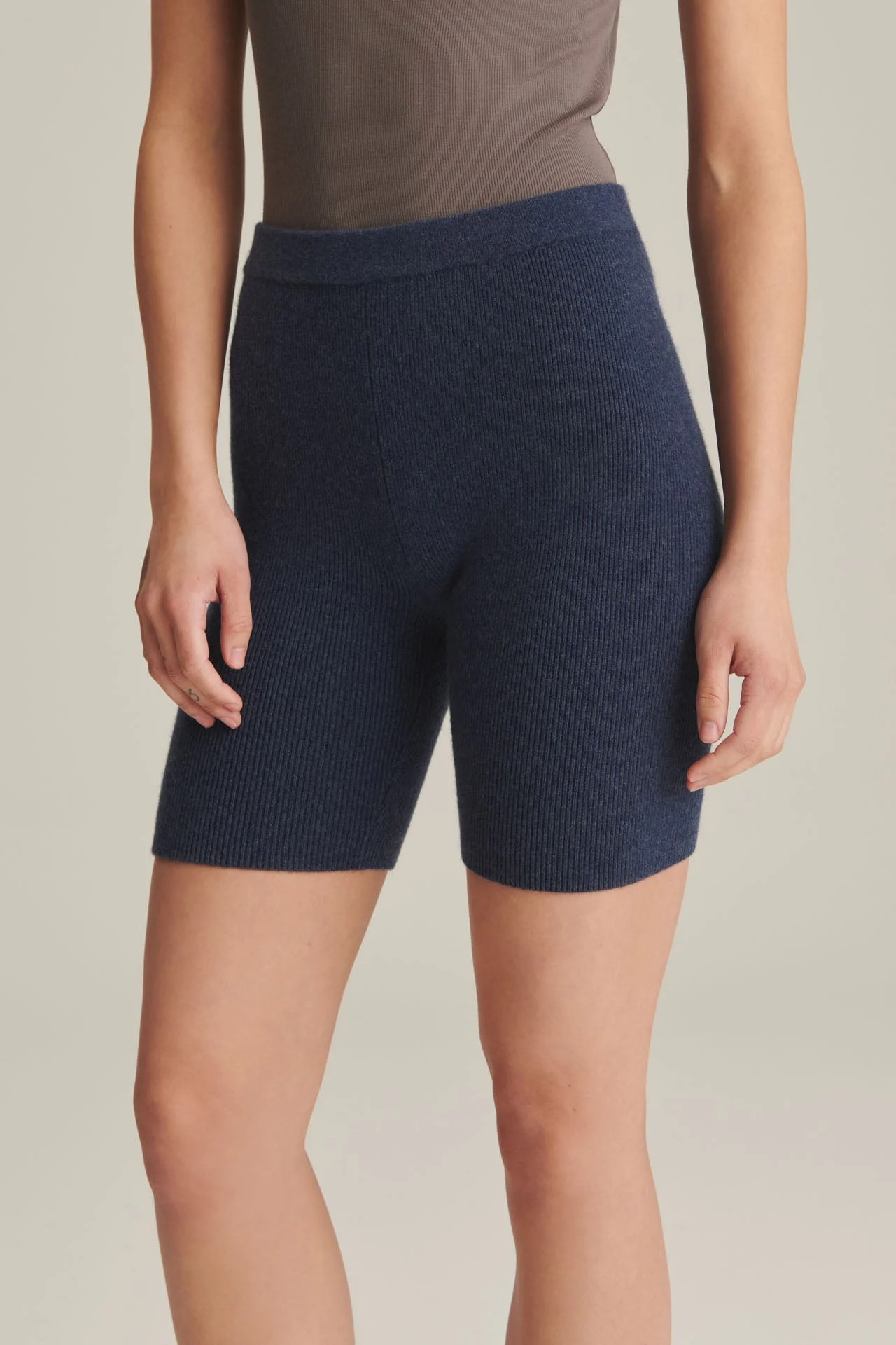 Recycled Cashmere Ribbed Biker Short | NAADAM