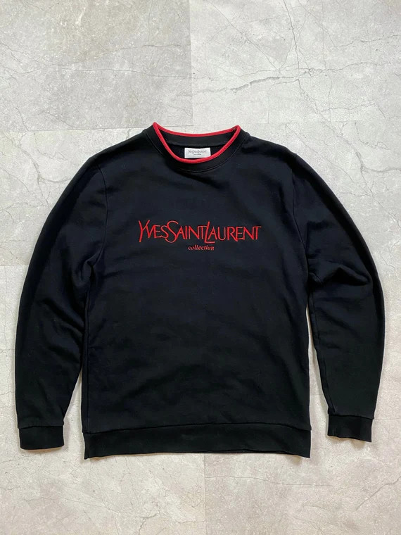 YSL Yves saint Laurent collection vintage sweater long sleeve sweatshirt pullover logo size M  sp... | Etsy (US)