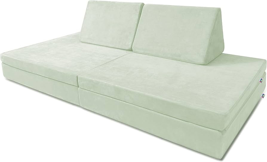 Mod Blox 6 Piece Soft Furniture Playset Modular Microsuede Foam Play Couch for Creative Kids (Sage) | Amazon (US)