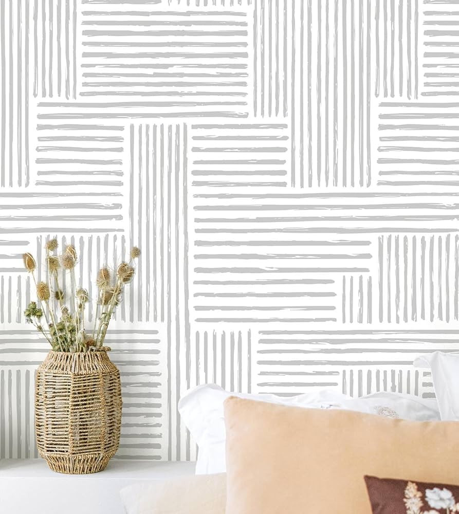 Naphite Grey Modern Peel and Stick Wallpaper Boho Striped Line Contact Paper for Cabinets Drawers... | Amazon (US)