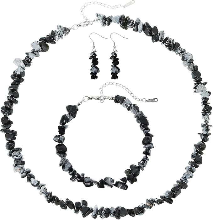 RUOFFETA Turquoise Choker Necklace, Natural Tumbled Stone Dangle Earrings Natural Crystal Bracele... | Amazon (US)