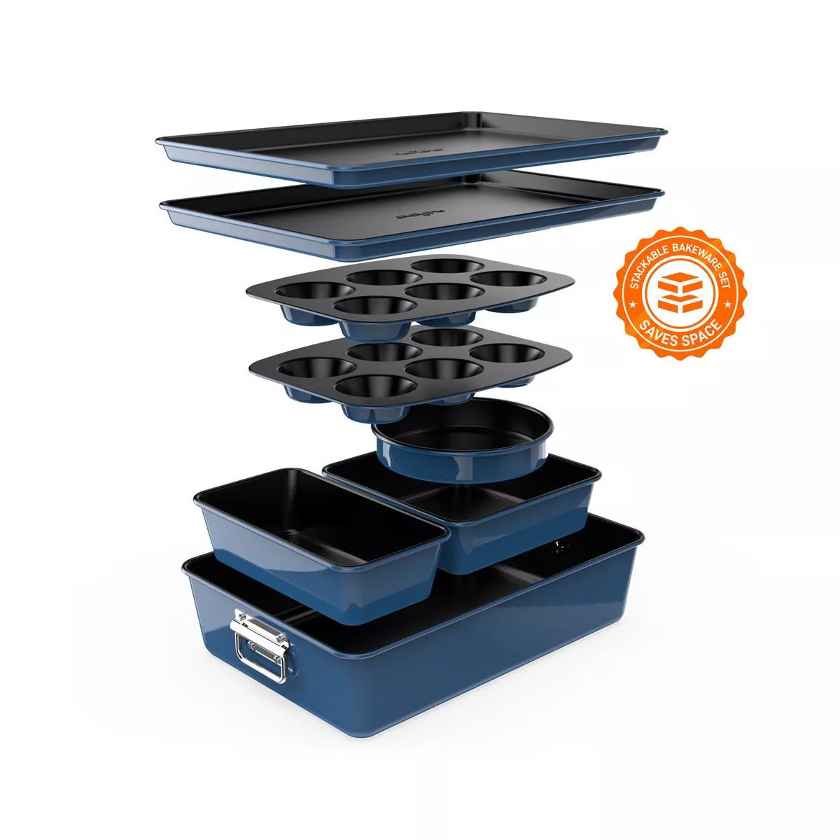 NutriChef 8-Piece Stackable Bakeware Set - Non-Stick Carbon Steel Baking Trays and Pans | Target