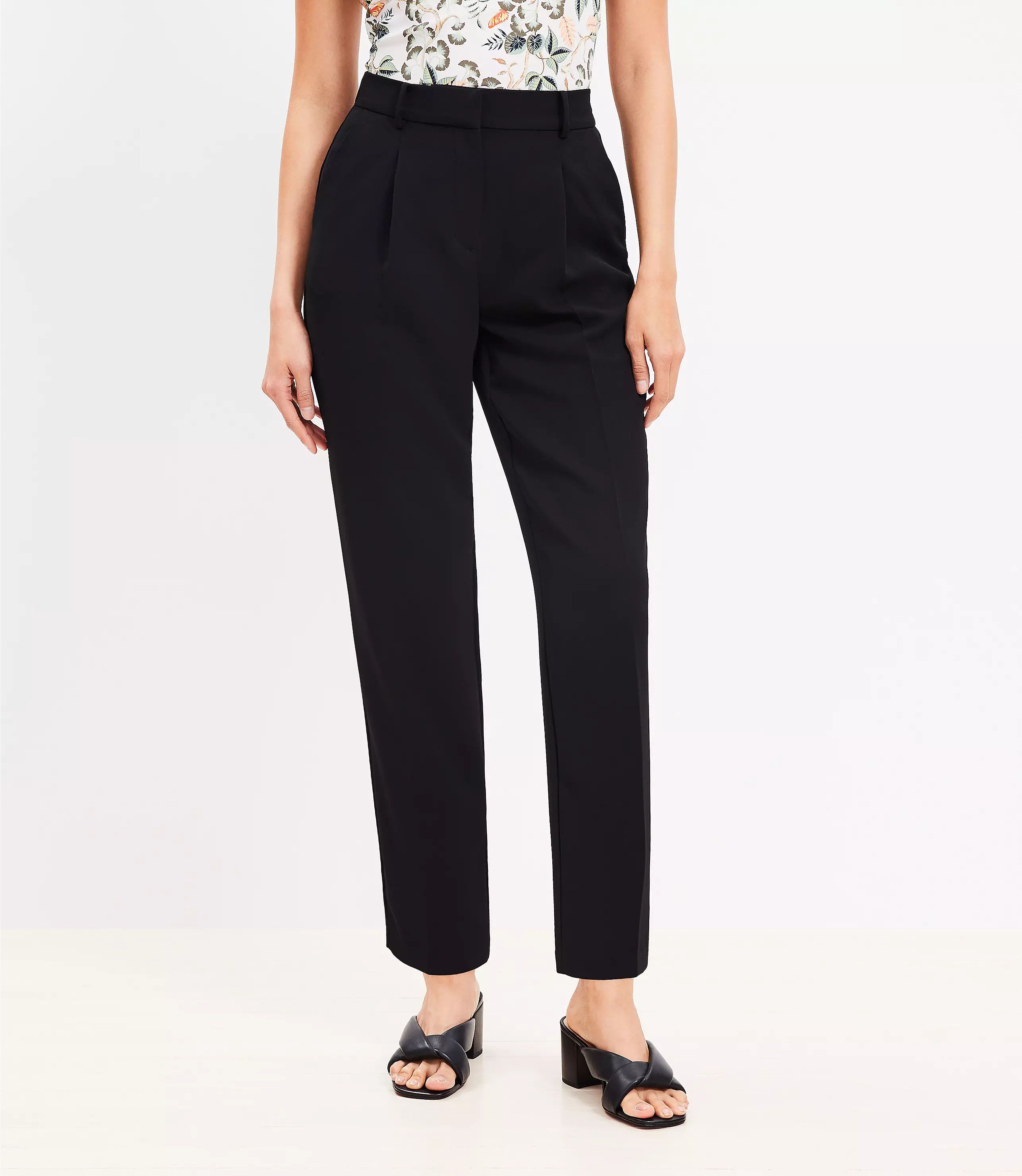 Petite Pleated Tapered Pants in Crepe | LOFT