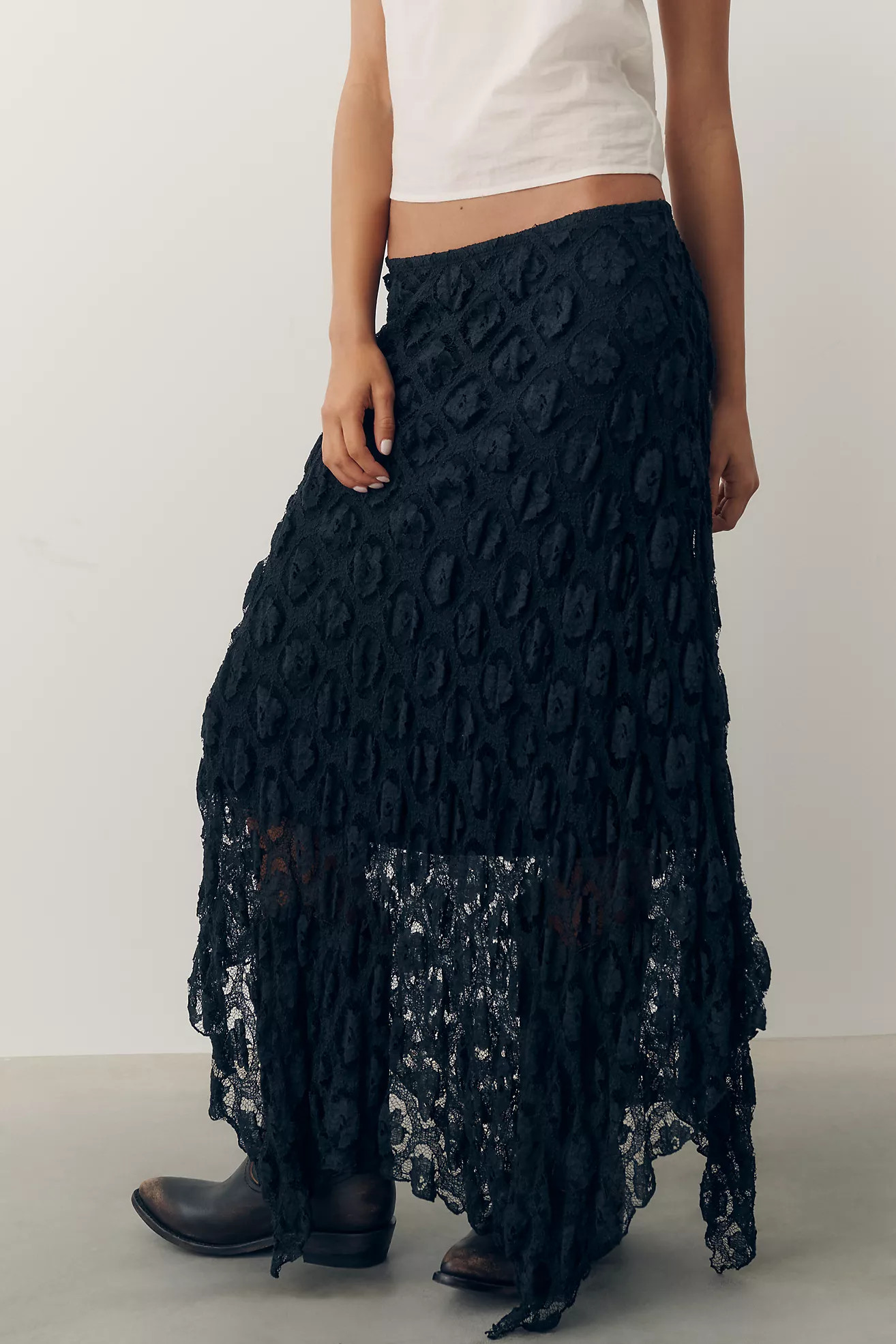 By Anthropologie Pucker Lace Midi Skirt | Anthropologie (US)