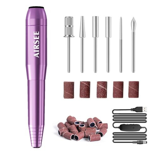 AIRSEE Studio Basic Electric Nail Drill, USB Portable Nail E File Machine for Professional Beginners, Manicure Pedicure Dremel Kit for Salon & Home Use , Purple | Amazon (US)