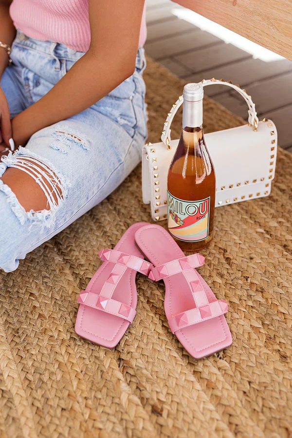 The Roxbury Studded Sandal In Pink | Impressions Online Boutique