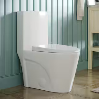 DEERVALLEY Ace 1-Piece 1.1/1.6 GPF Dual Flush Elongated Toilet in Glossy White, Seat Included DV-... | The Home Depot