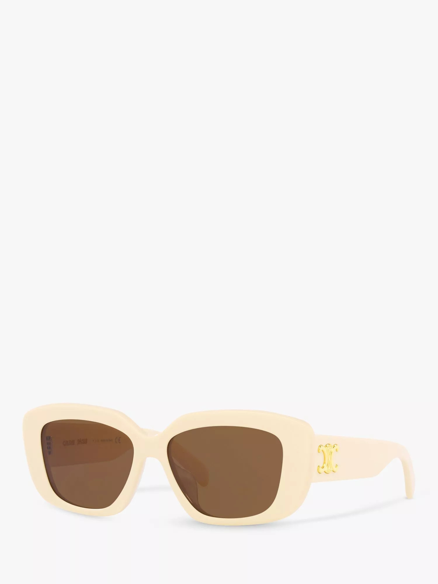 Celine CL40216U Women's Rectangular Sunglasses, Ivory/Brown | John Lewis (UK)