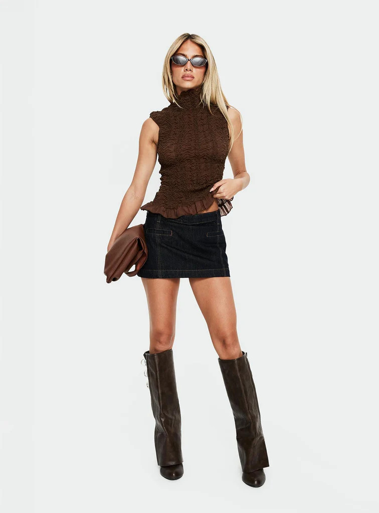 Darbi Denim Mini Skort Raw Denim | Princess Polly US