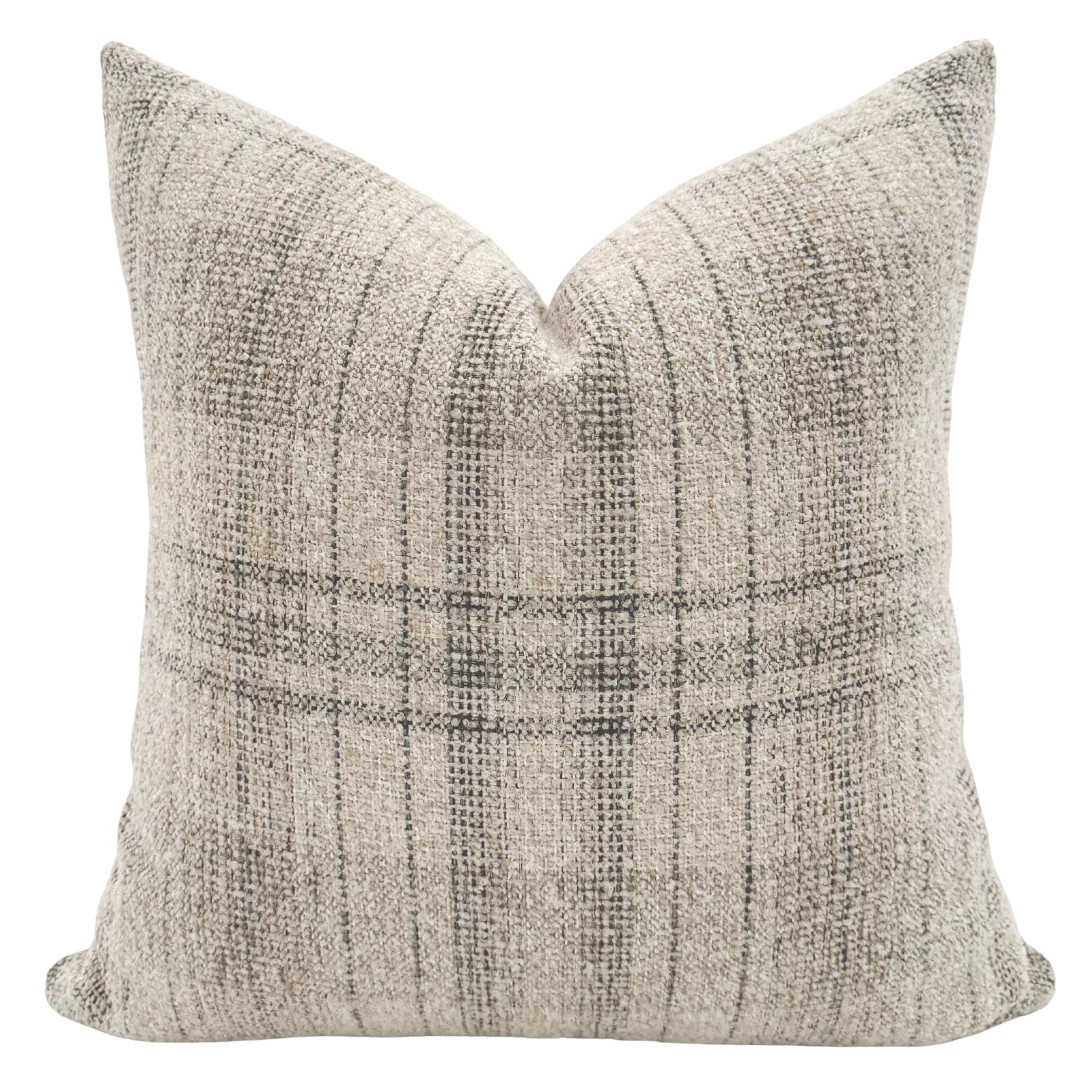 Calm Cream Plaid Pillow Cover | Hackner Home (US)