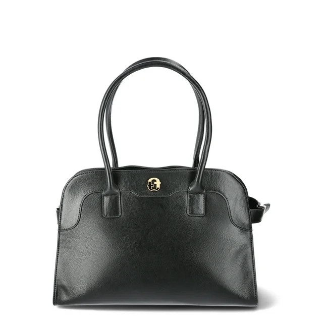 Time and Tru Women's Maxwell Faux Leather Satchel Bag, Black | Walmart (US)