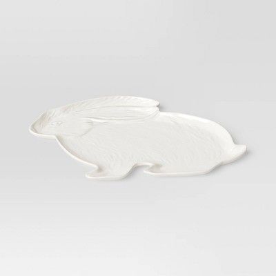 11.5"x16.25" Stoneware Figural Bunny Serving Platter - Threshold™ | Target