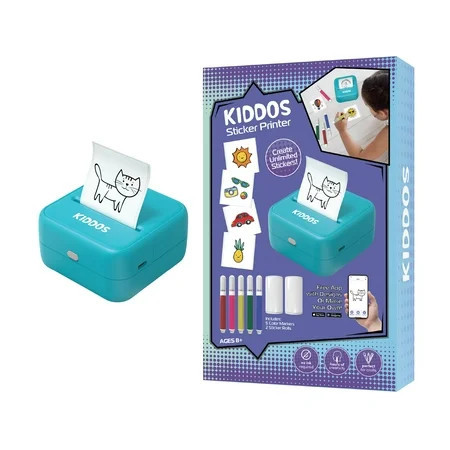 Kiddos Sticker Maker Machine – Sticker Maker for Kids 8+ DIY Arts and Crafts Kit with Markers, Sticker Rolls & App | Walmart (US)