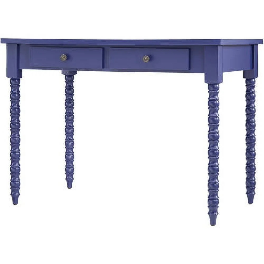 Chelsea Lane Wood Writing Desk 2-Drawer with Helix Legs, Twilight Blue | Walmart (US)