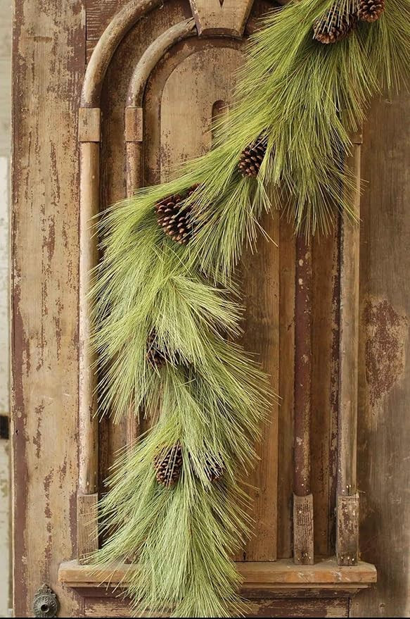 Realistic Artificial Pine Needle Christmas Garland Wispy Greenery with Pinecones in 2 Tone Green ... | Amazon (US)
