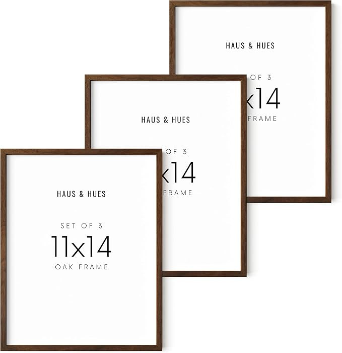 HAUS AND HUES Walnut Wood Picture Frame Set of 3 - 11x14 Inch, Rustic Wall Frames for Gallery Col... | Amazon (US)