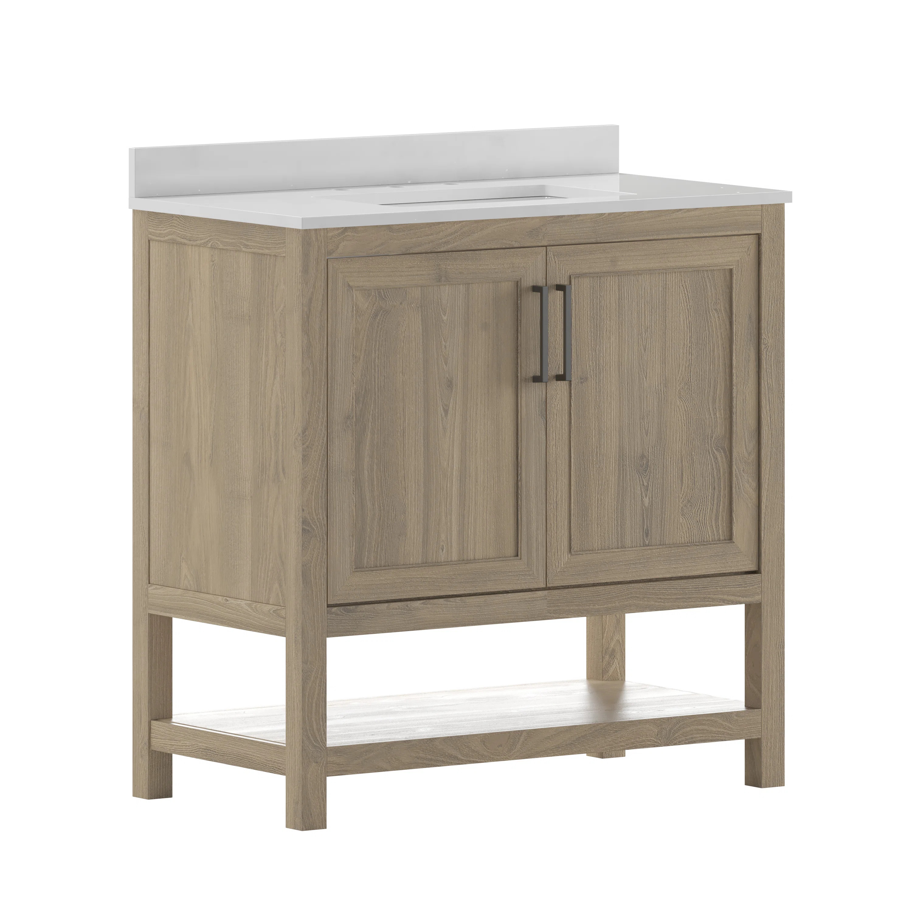 36" Bathroom Vanity with Undermount Sink and Open Storage Shelf | Wayfair North America