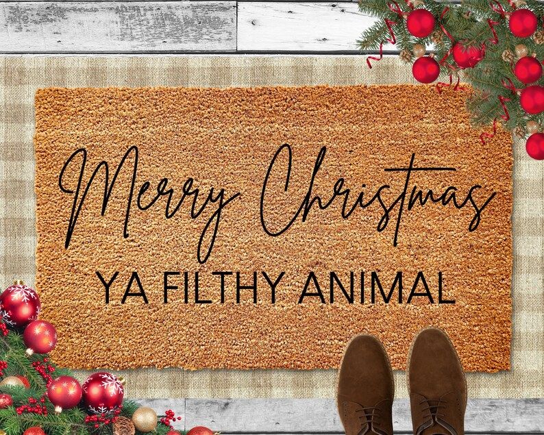 Merry Christmas Ya Filthy Animal Christmas Doormat Christmas - Etsy | Etsy (US)