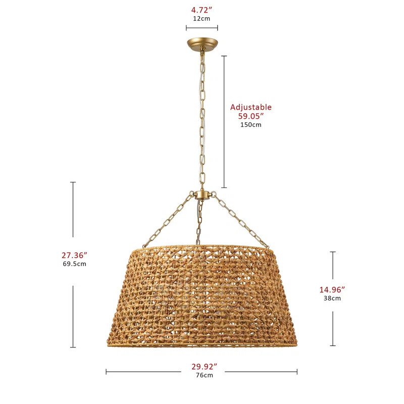 Southhampton 6-E26 Light 40W Rattan Pendant Light Farmhouse Woven Dome Wicker Pendant Light | Wayfair North America