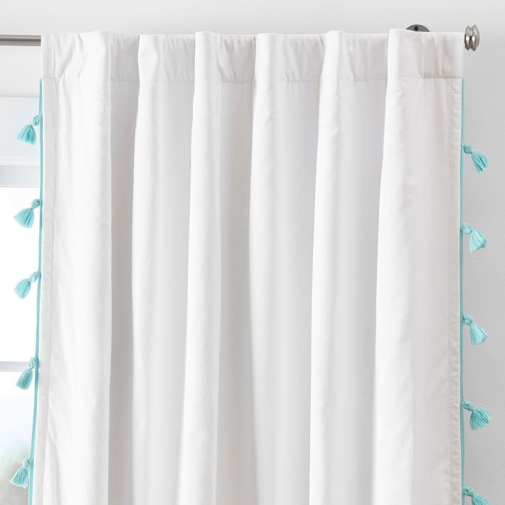 Tassel Blackout Curtain Panel, Navy, 52&amp;quot; x 63&amp;quot; | Pottery Barn Teen