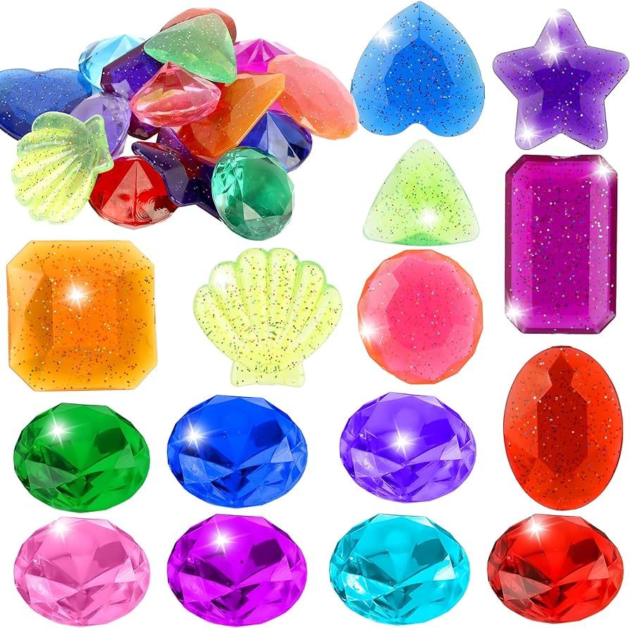 Diving Gem Pool Toys, Diving Gems for Pool for Kids, 16 Big Colorful Diamond Pirate Treasure Summ... | Amazon (US)