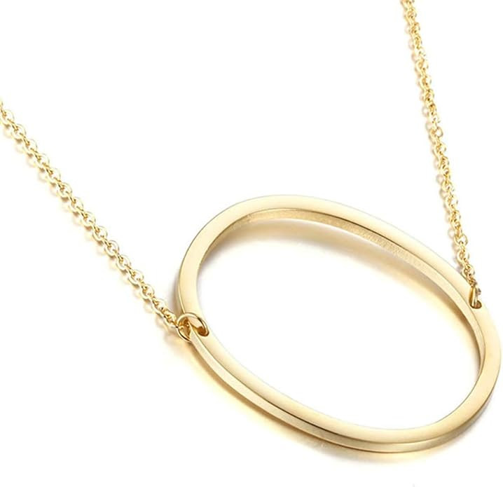 MOMOL Sideways Initial Necklace 18K Gold Plated Stainless Steel Large Big Letters Pendant Necklac... | Amazon (US)