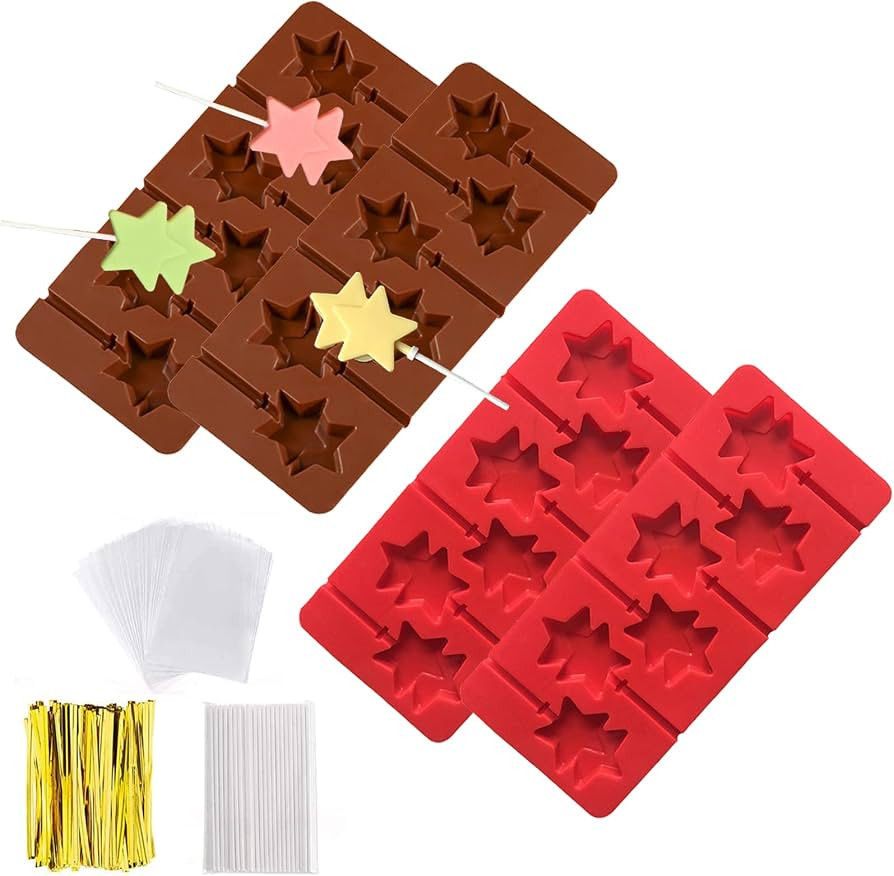 4 Pcs Silicone Lollipop Molds,100 PCS Paper Sticks,Candy TreatBags,Twist Ties,Chocolate Lollipop ... | Amazon (US)
