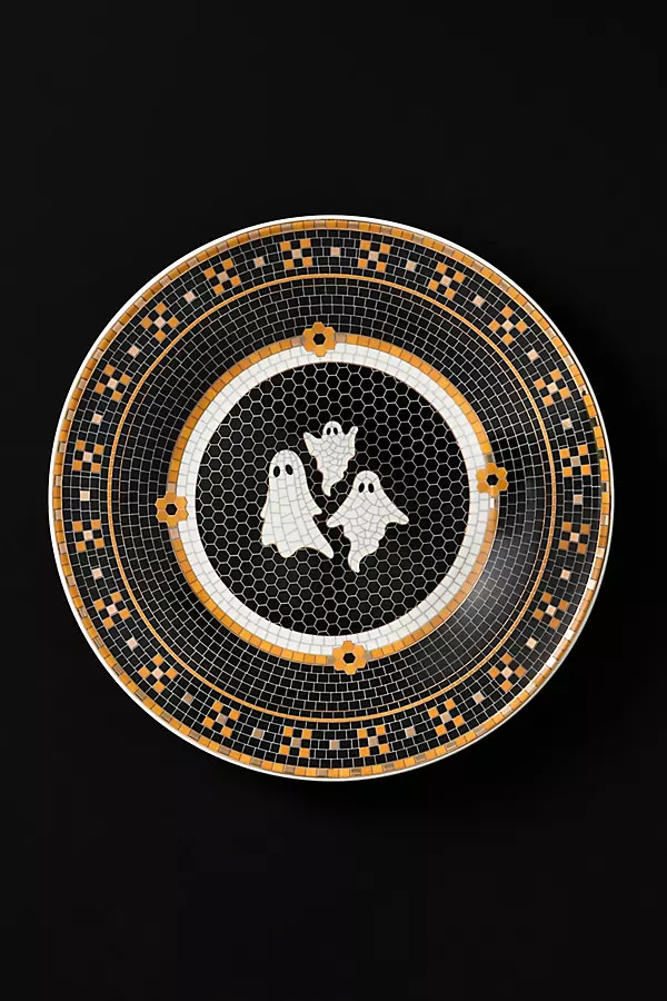 Bistro Tile Stoneware 24k Gold Accent Halloween Dessert Plate | Anthropologie (US)