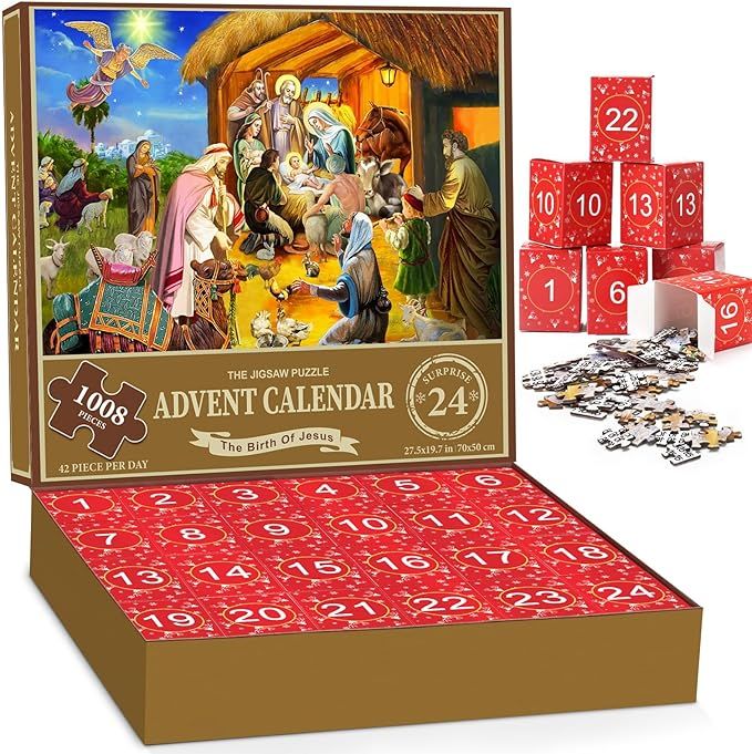Jigsaw Puzzle Advent Calendar 2023 Nativity-1008 Pieces Jigsaw Puzzle for Adult Kids,24 Days Coun... | Amazon (US)