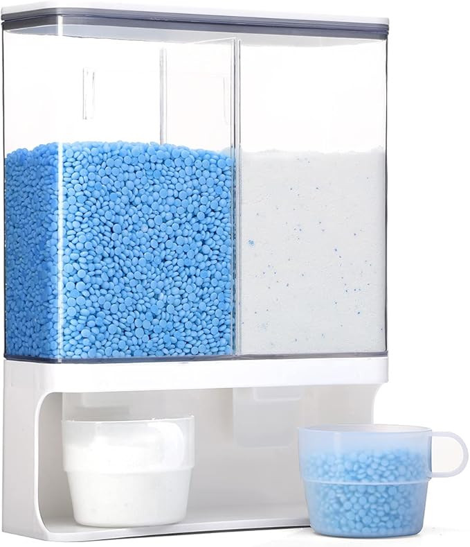 Conwomin Laundry Powder Dispenser, Wall Mounted Laundry Scent Boosters Beads Dispenser with 2 Cup... | Amazon (US)