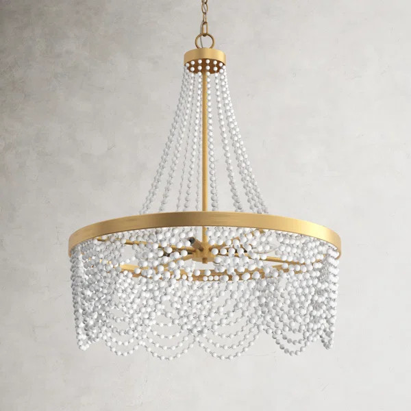 Edgefield 4 - Light Unique Wagon Wheel Chandelier with Beaded Accents | Wayfair Professional