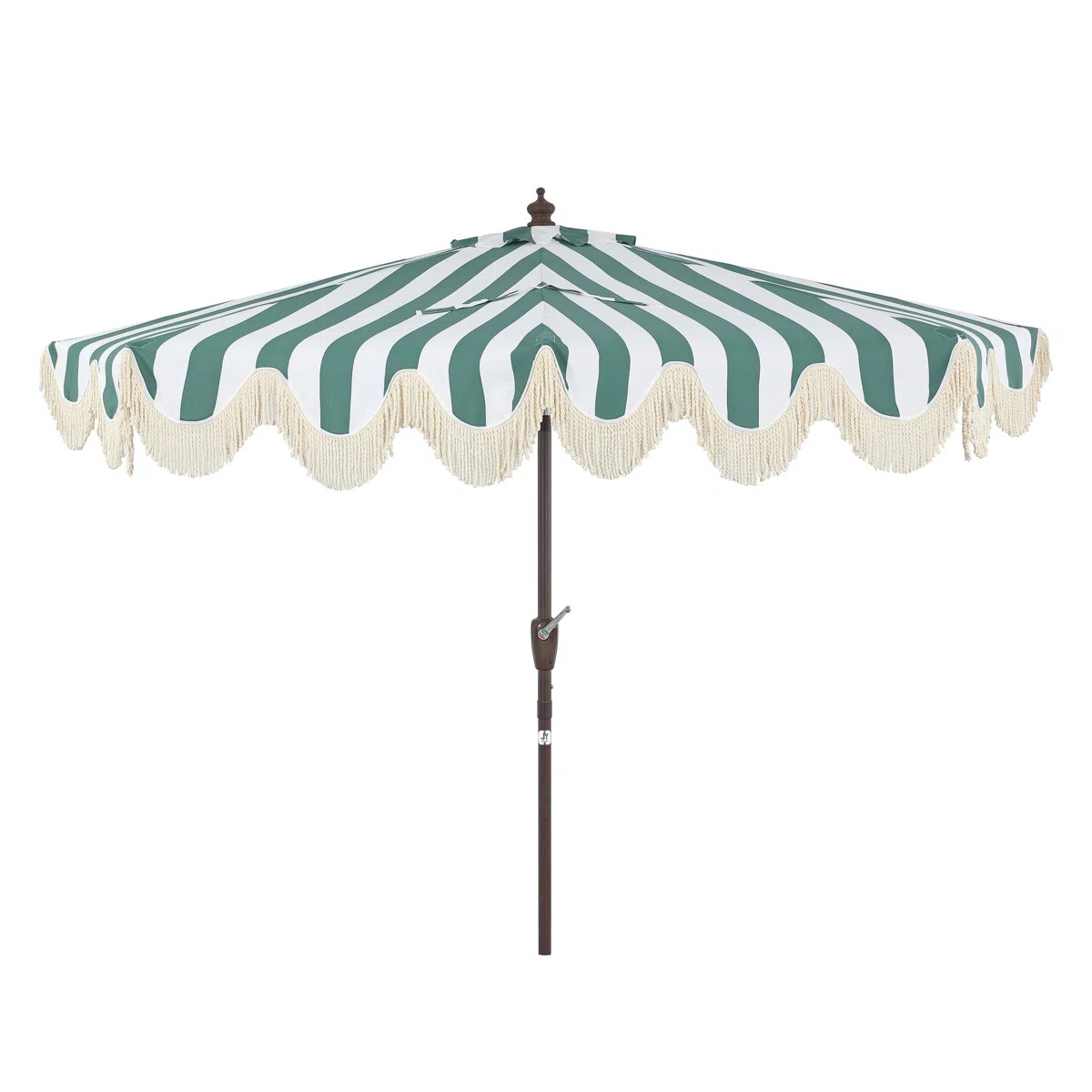 Beverly 9 ft. Coastal Space-Saving Half Patio Umbrella with Scalloped Fringe, Crank & Tilt, Green... | Wayfair North America