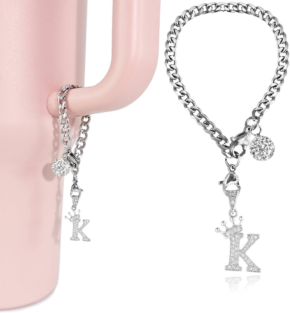 Silver Letter Charms for Stanley Cup- Crown Letter Charms Accessories for Stanley Handle 40Oz Tum... | Amazon (US)