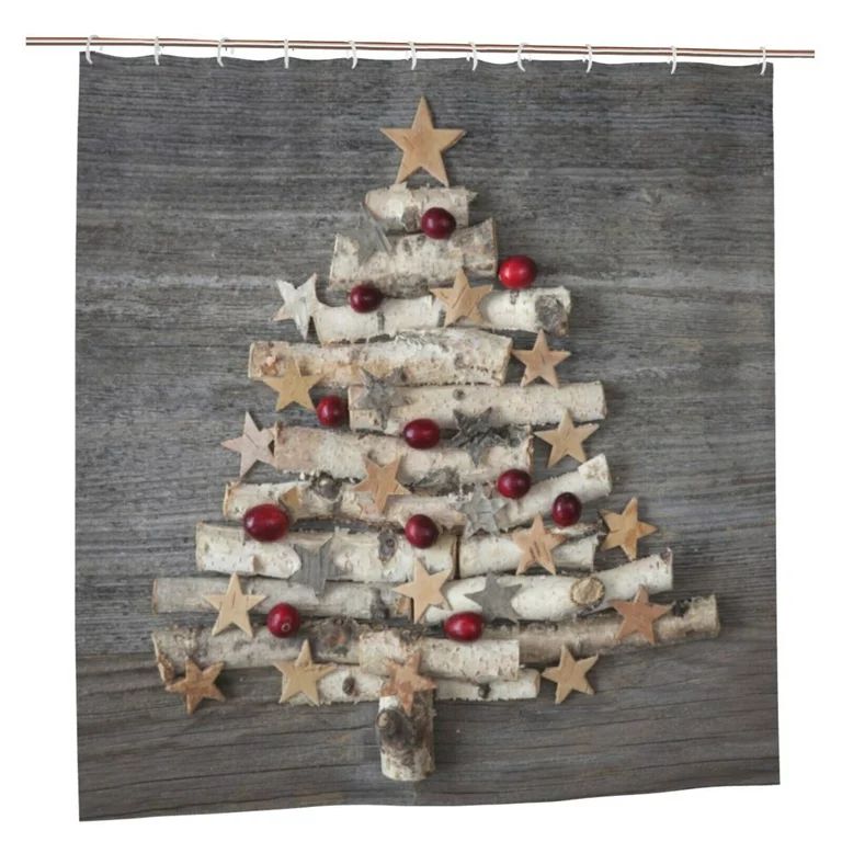 Rustic Christmas Shower Curtains for Bathroom, Holiday Farmhouse Shower Curtain, Unique Xmas Tree... | Walmart (US)