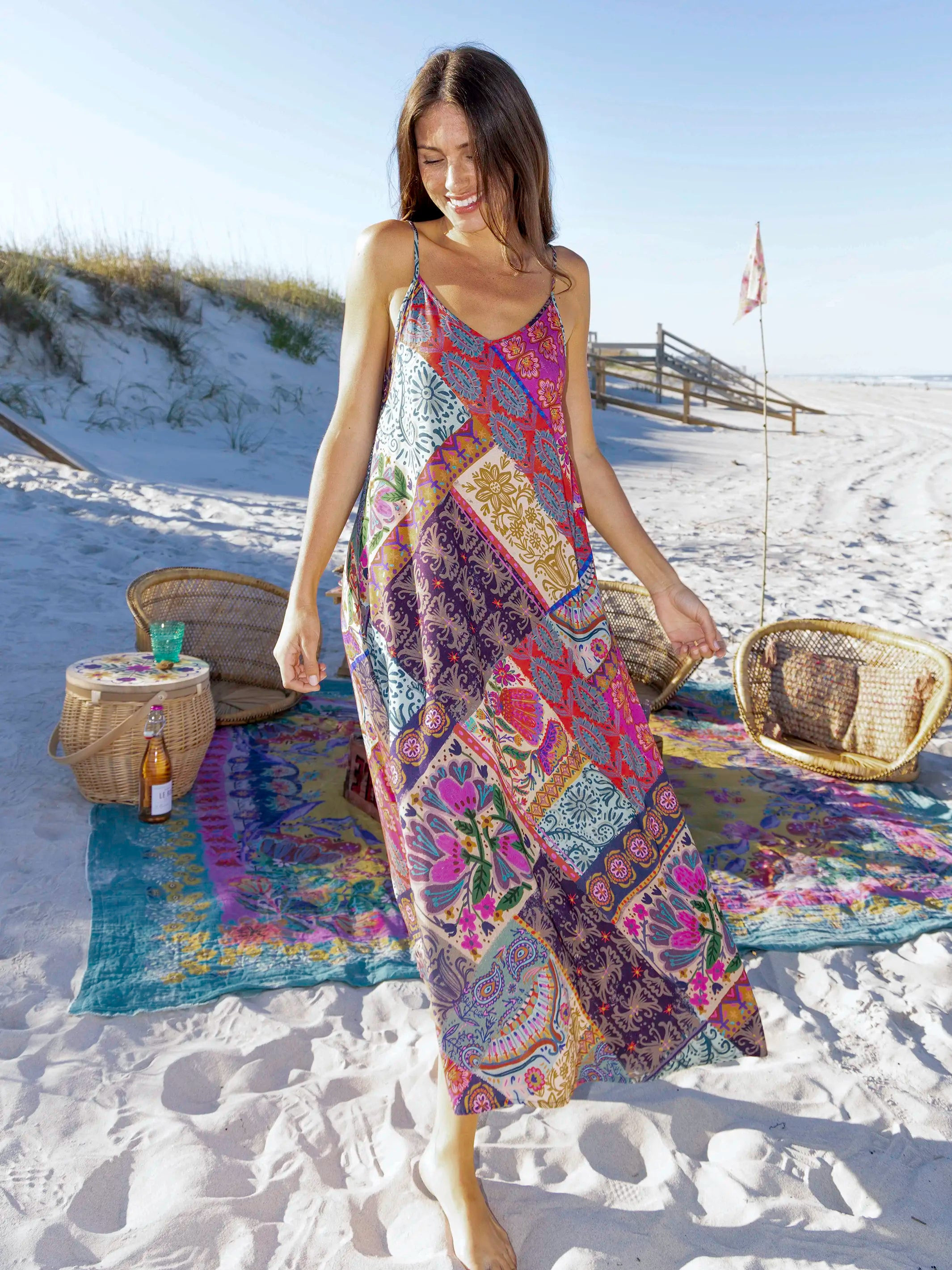 Gracie Slip Maxi Dress - Dark Patchwork | Natural Life