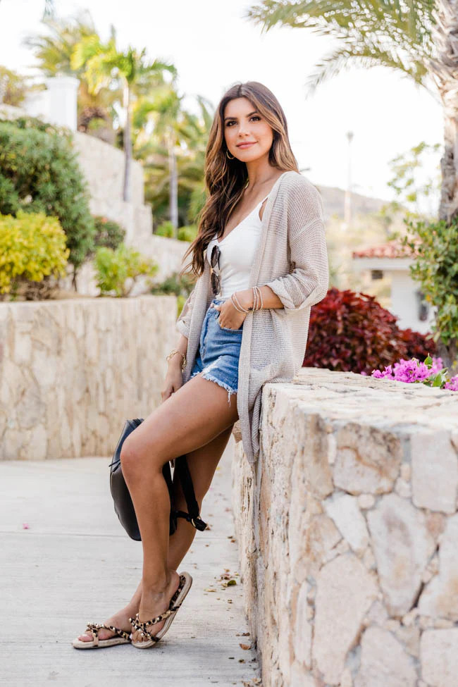 Here Without You Taupe Cardigan FINAL SALE | Pink Lily