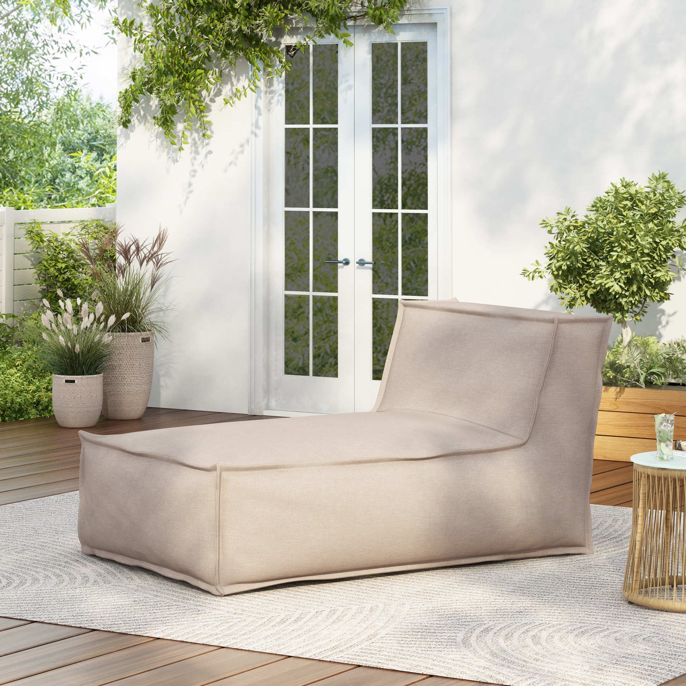 Christopher Knight Home 61" Outdoor Bean Bag Lounge Chair, Plush Foam Filled, Patio Garden Seatin... | Walmart (US)