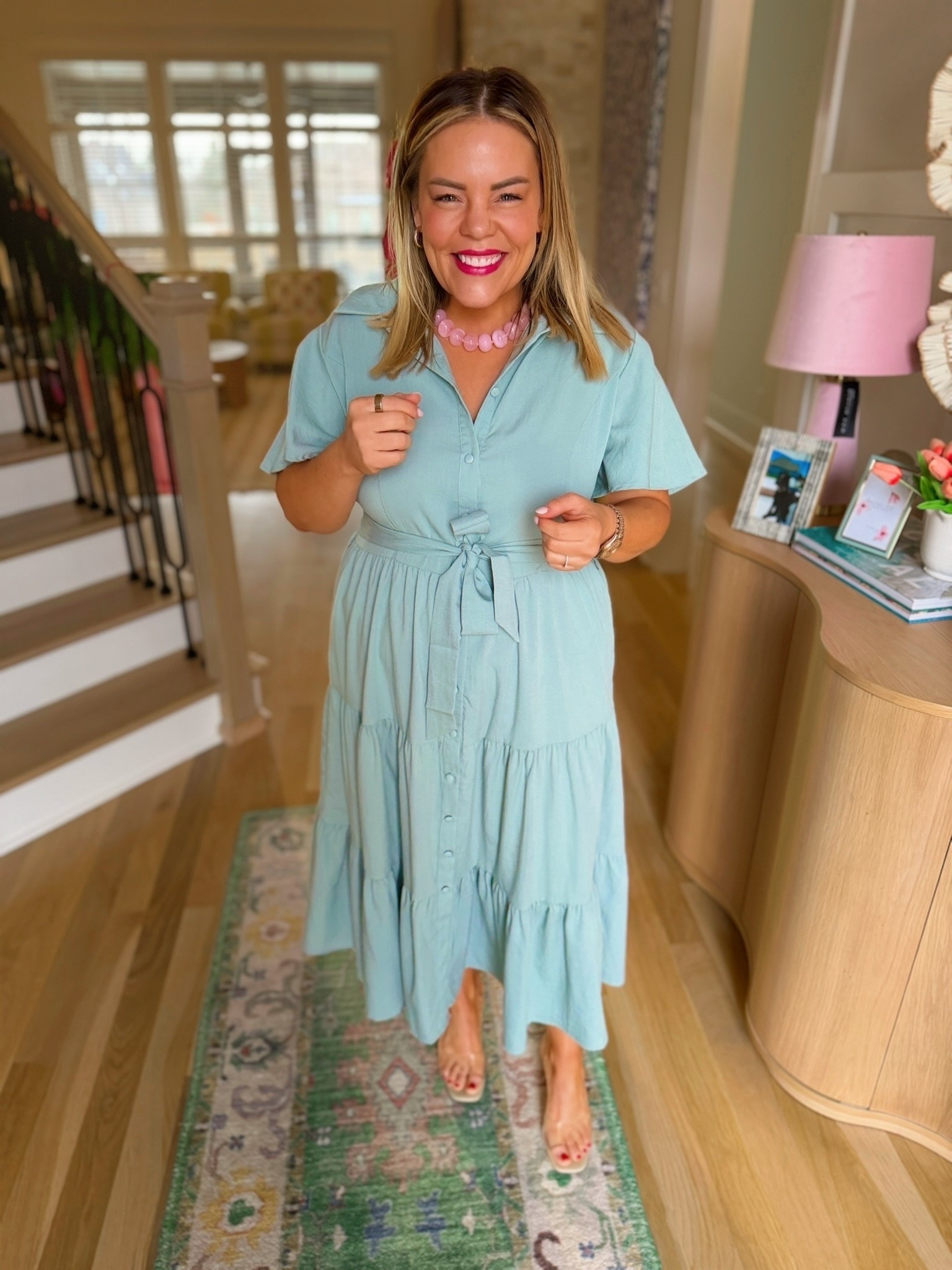 sage green midi dress, spring fashion, wedding guest dress, trendy outfit, chic style, casual spring dress 

#LTKootd #LTKSeasonal