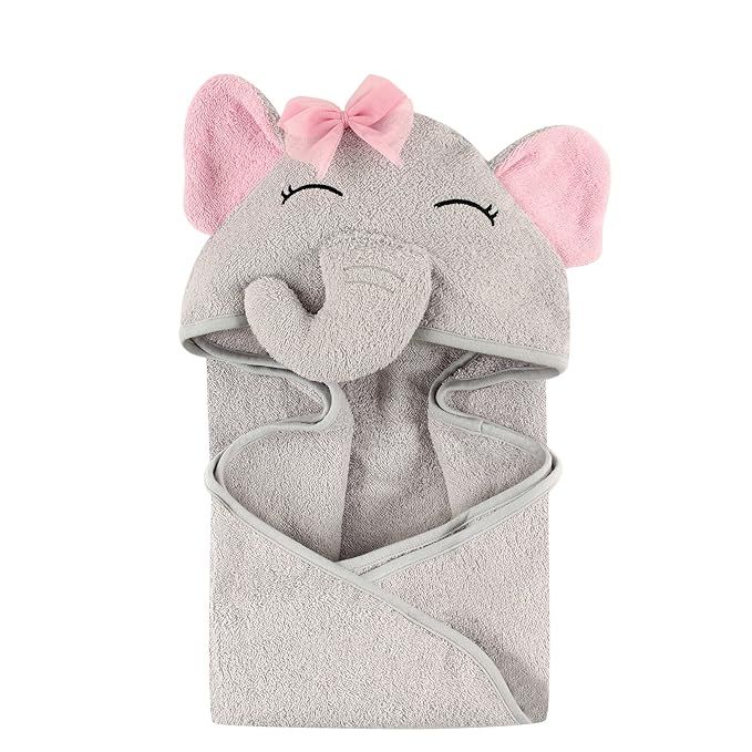 Hudson Baby Unisex Baby Cotton Animal Face Hooded Towel, Pretty Elephant, One Size | Amazon (US)