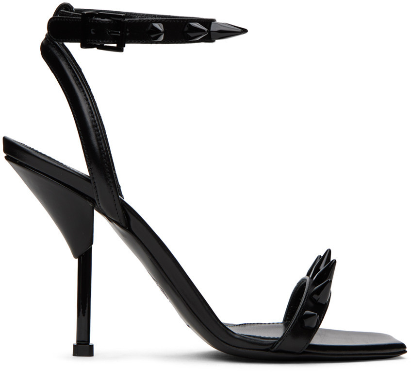McQueen Black Studded Heeled Sandals | SSENSE