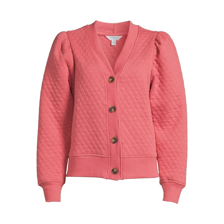 Time and Tru Women's Coordinating Quilted Puff Sleeve Top | Walmart (US)