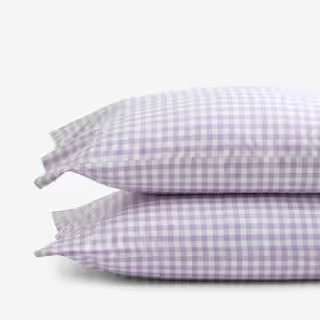 Company Kids Gingham Lilac Organic Cotton Percale Standard Pillowcase (Set of 2) | The Home Depot