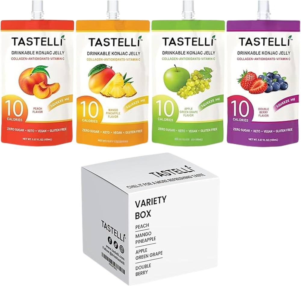 Tastelli Konjac Jelly Infused with Collagen + Vitamin C + Antioxidants / 10 Calories, Vegan, Zero... | Amazon (US)