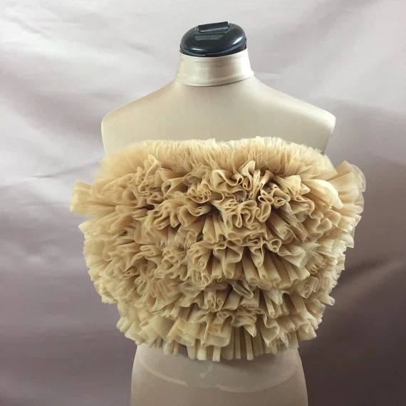 Beige Tulle Top Crop Top Bridesmaids Top Ruffle Woman Top | Etsy | Etsy (US)