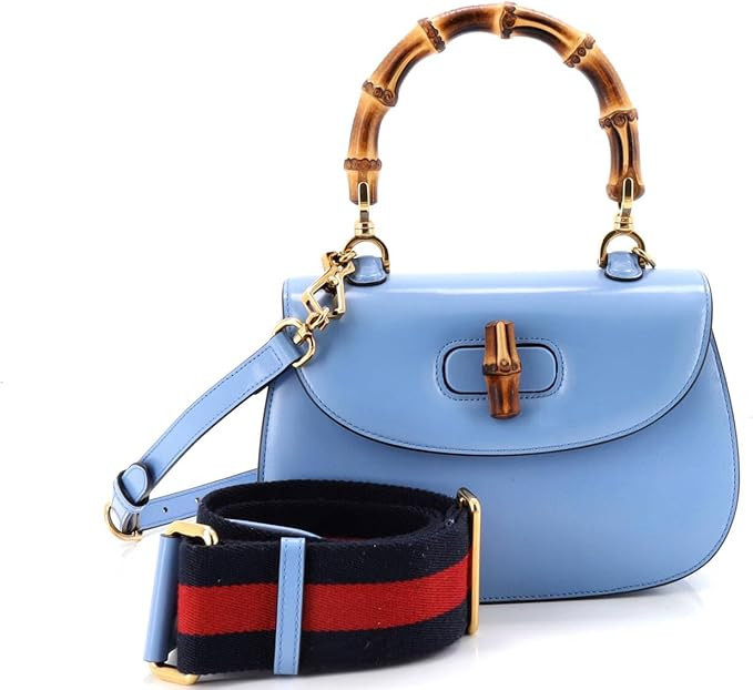 Amazon.com: Gucci, Pre-Loved Bamboo 1947 Top Handle Bag Leather Small, Blue : Amazon Luxury | Amazon (US)